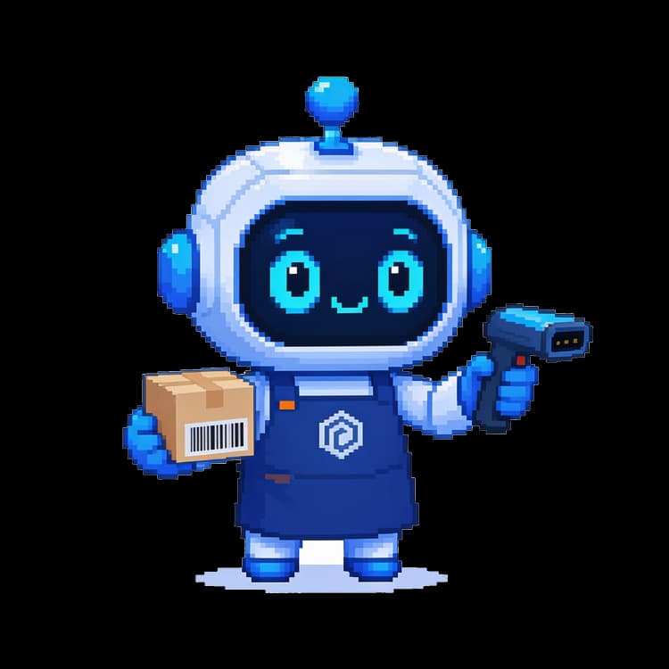Маскот aify.studio в костюме помощника интернет-магазина