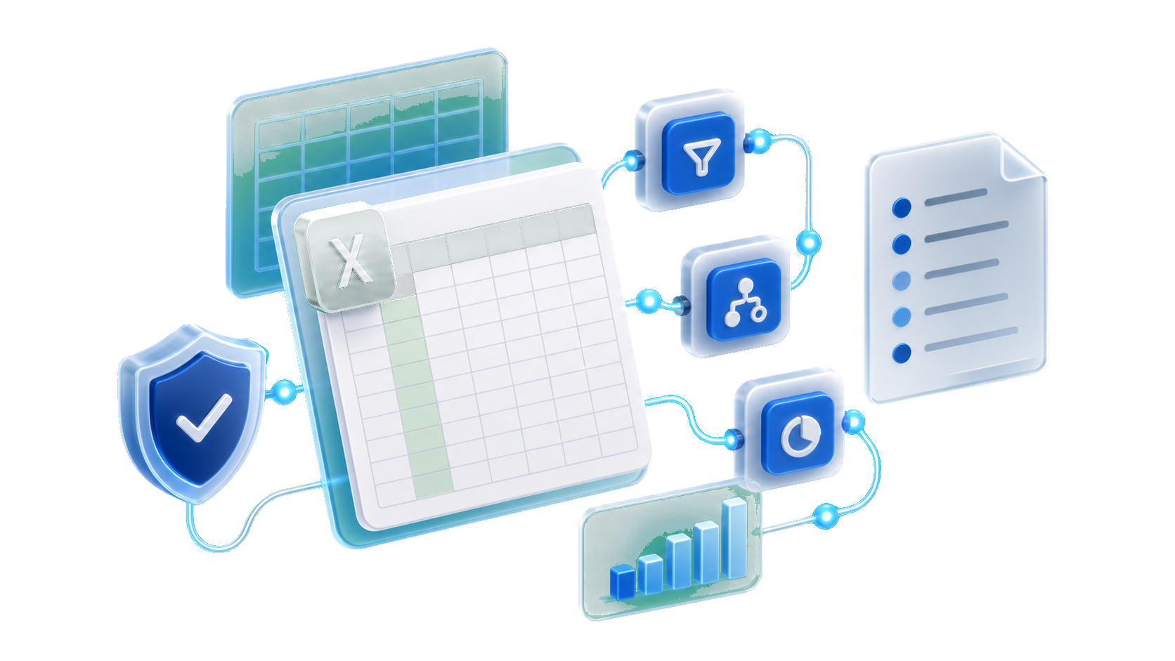 3D-схема Excel-пайплайна, sandbox и audit log